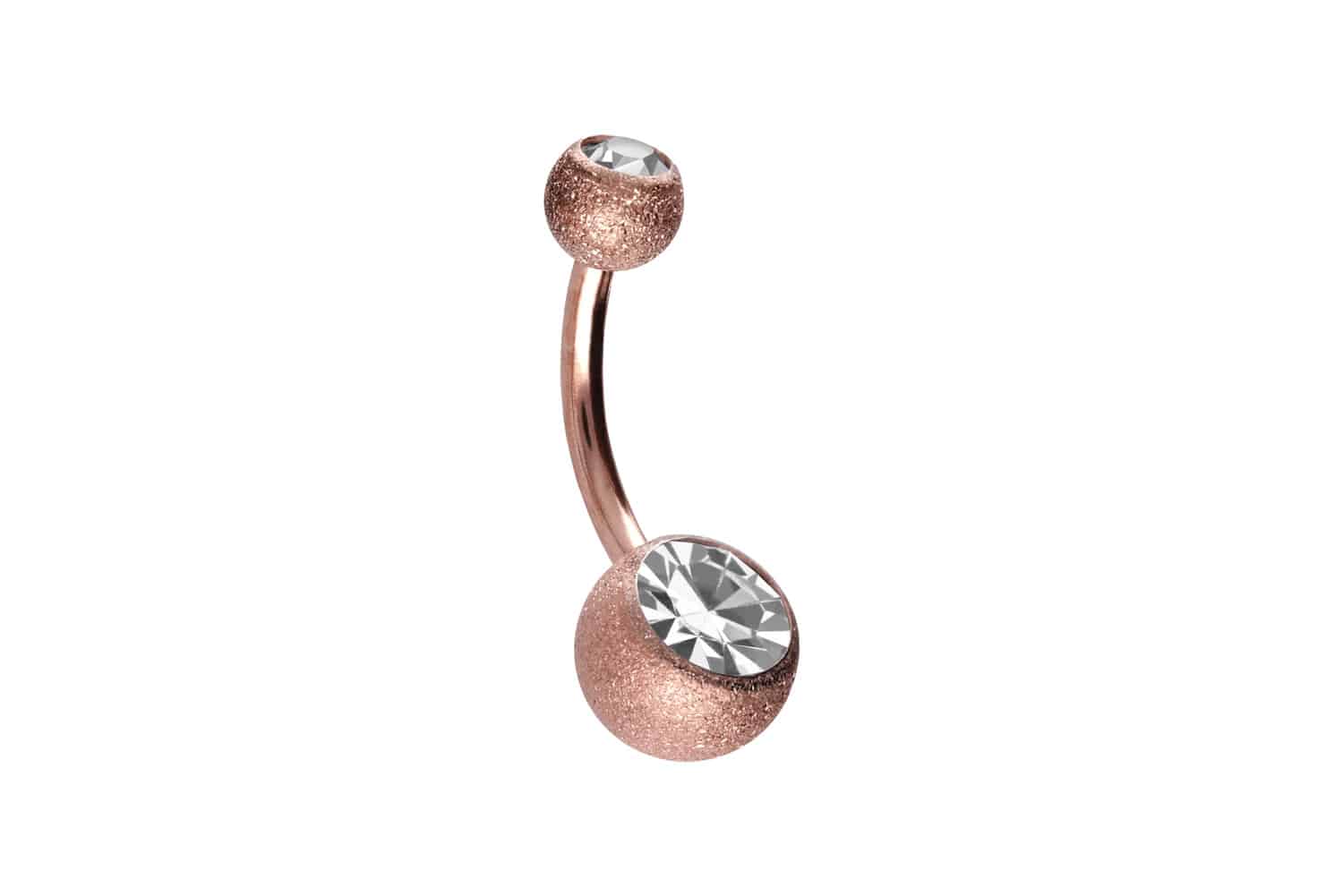 Chirurgenstahl Bananabell Piercing DIAMANTOPTIK + ZWEI KRISTALLE